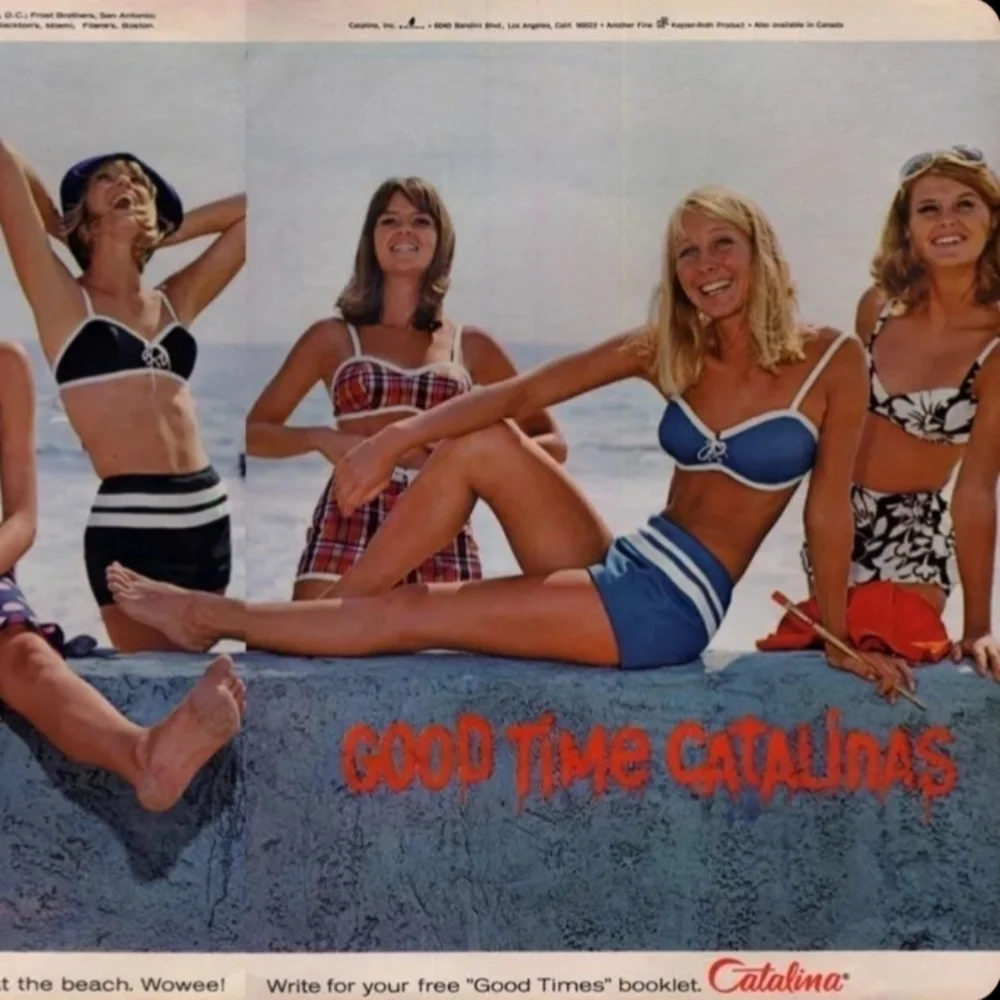 Vintage 1960's Catalina plaid swim bra bikini top